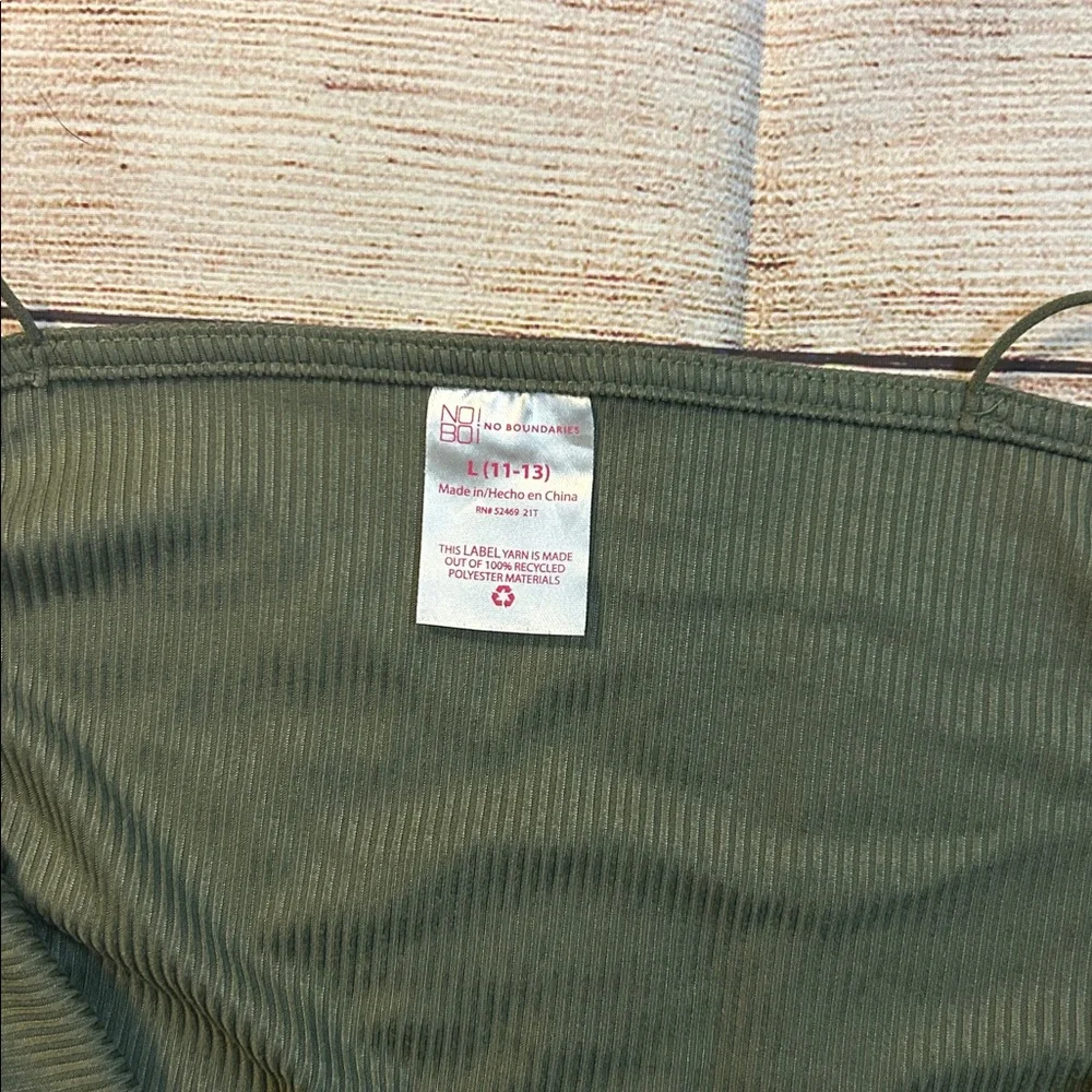 No Boundaries Olive Green Ribbed Camisole Tank - Picture 4 of 4